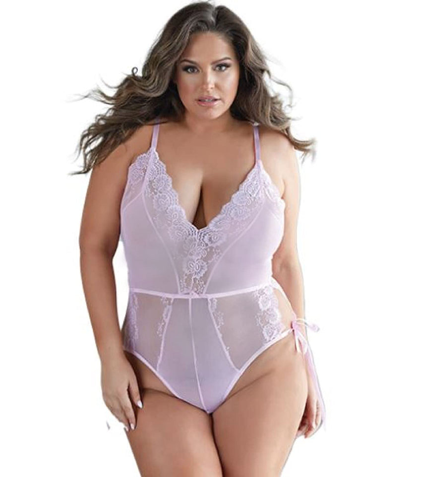 Lace And Mesh Tie Up Romper