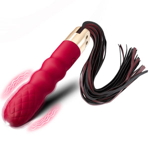 Sex Whip with G Spot Vibrators - BDSM Leather Sex Whips Female Sex Toys Dildo Vibrator with 10 Vibrating Pattern, Couples Adult