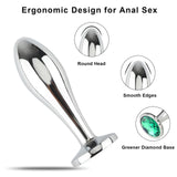 Anal Butt Plug, 3Pcs Set Metal Anal Butt Plug Sex Toy with Crystal Diamond Beginner Anal Toy for Adult Unisex (Green)