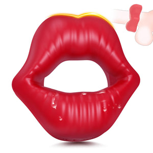 Cock Ring-Sex Toy for Men, Mouth Shaped Adult Toys for Erection Enhancing, Silicone Penis Ring Red