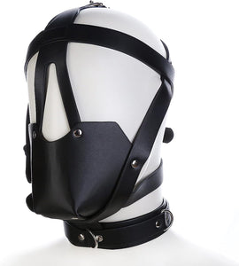 MFMYEE Bondage Mask With Gag Ball Hood,Adjustabale Y-Shape Restraint Head Harness Breathable Mouth Ball Leather Mouth Masks & Mu