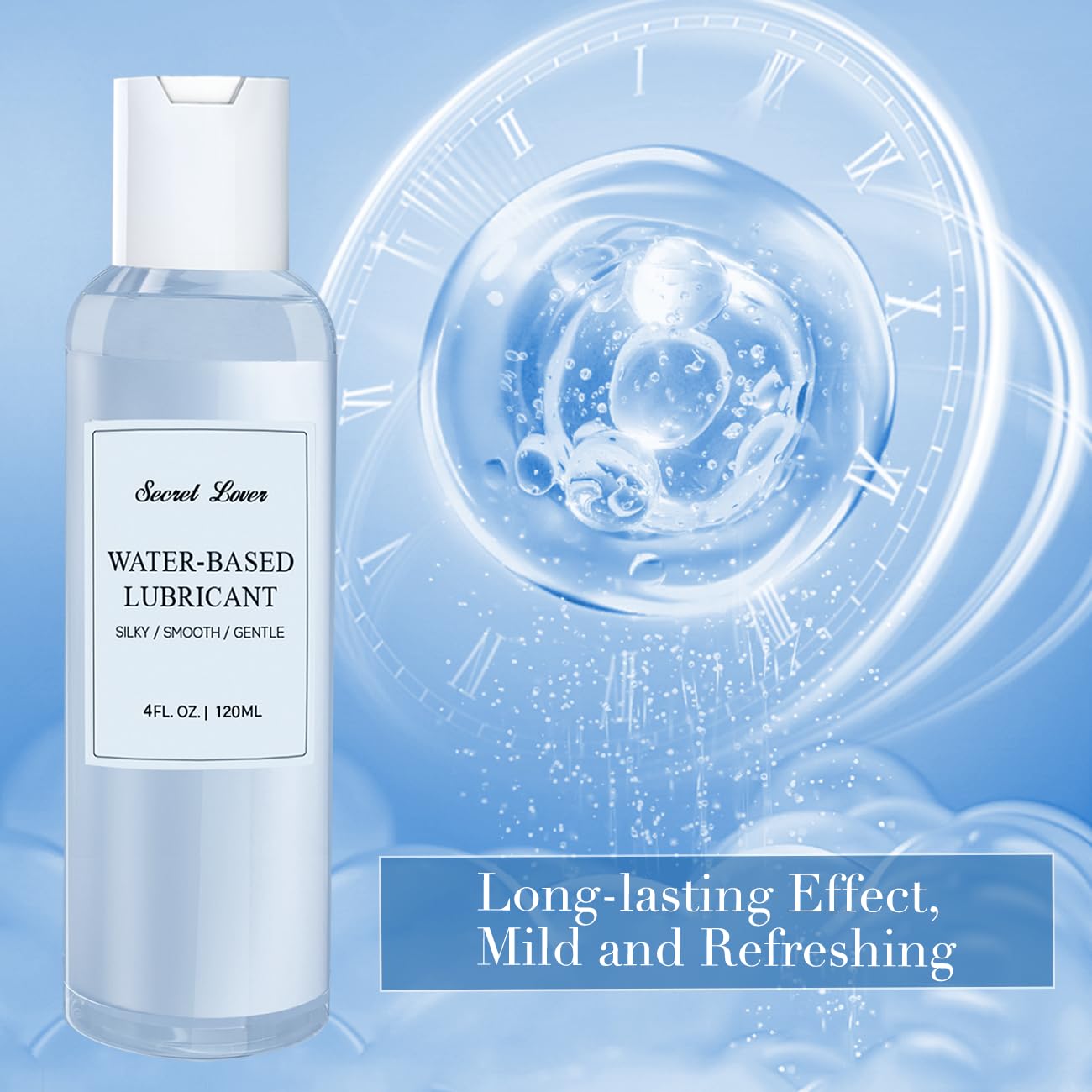 Secret Lover Water-Based Personal Lubricant, Portable Silky Smooth Long-Lasting Lube for Women, Men, and Couples, Natural Ingred