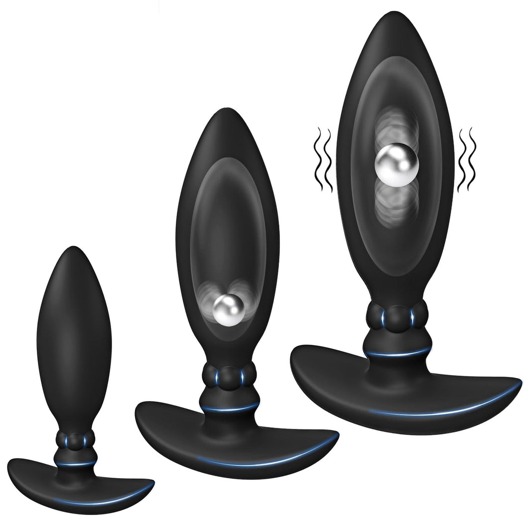 Anal Plug Trainer Set, Butt Plug with Misplaced Centre of Gravity, 3PCS Silicone Butt Plugs Anal Beads for Beginner & Advanced P