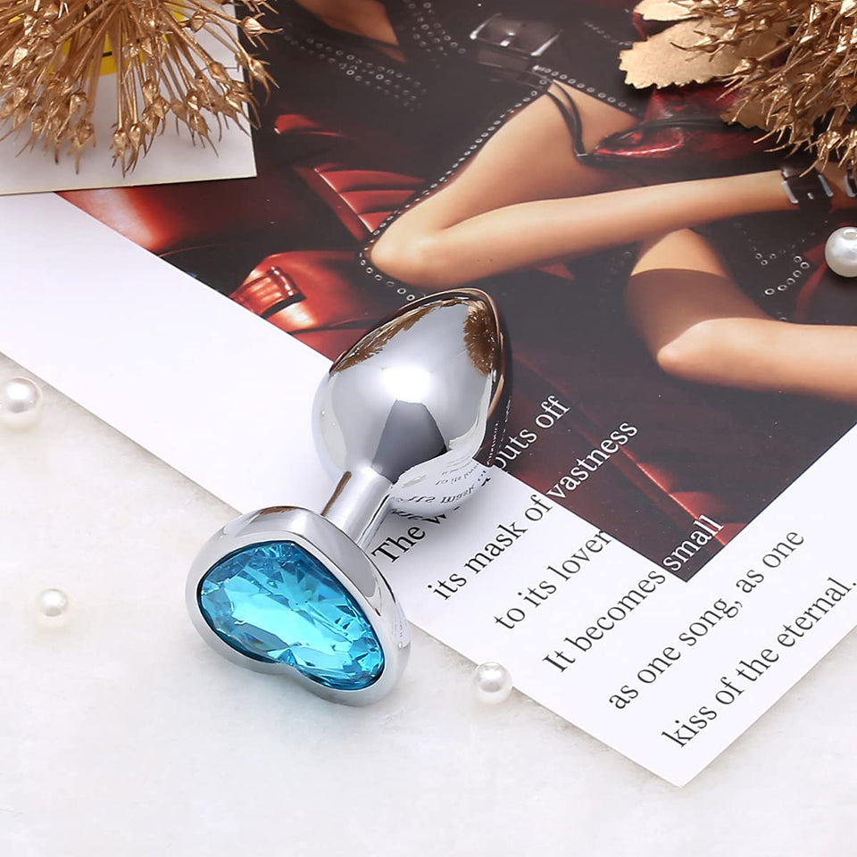 Akstore Small Fetish Anal Plug Butt Heart Personal Sex Massager(Light Blue)