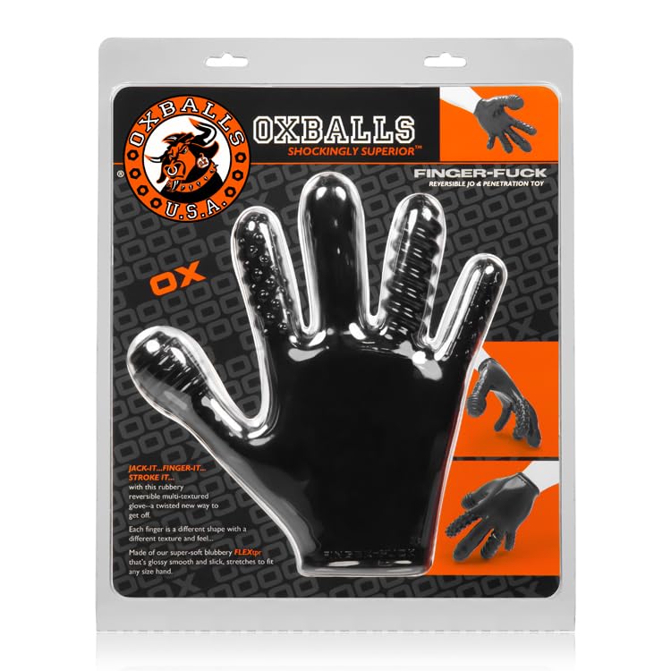 Finger Fuck Textured Glove Oxballs Black (Net)