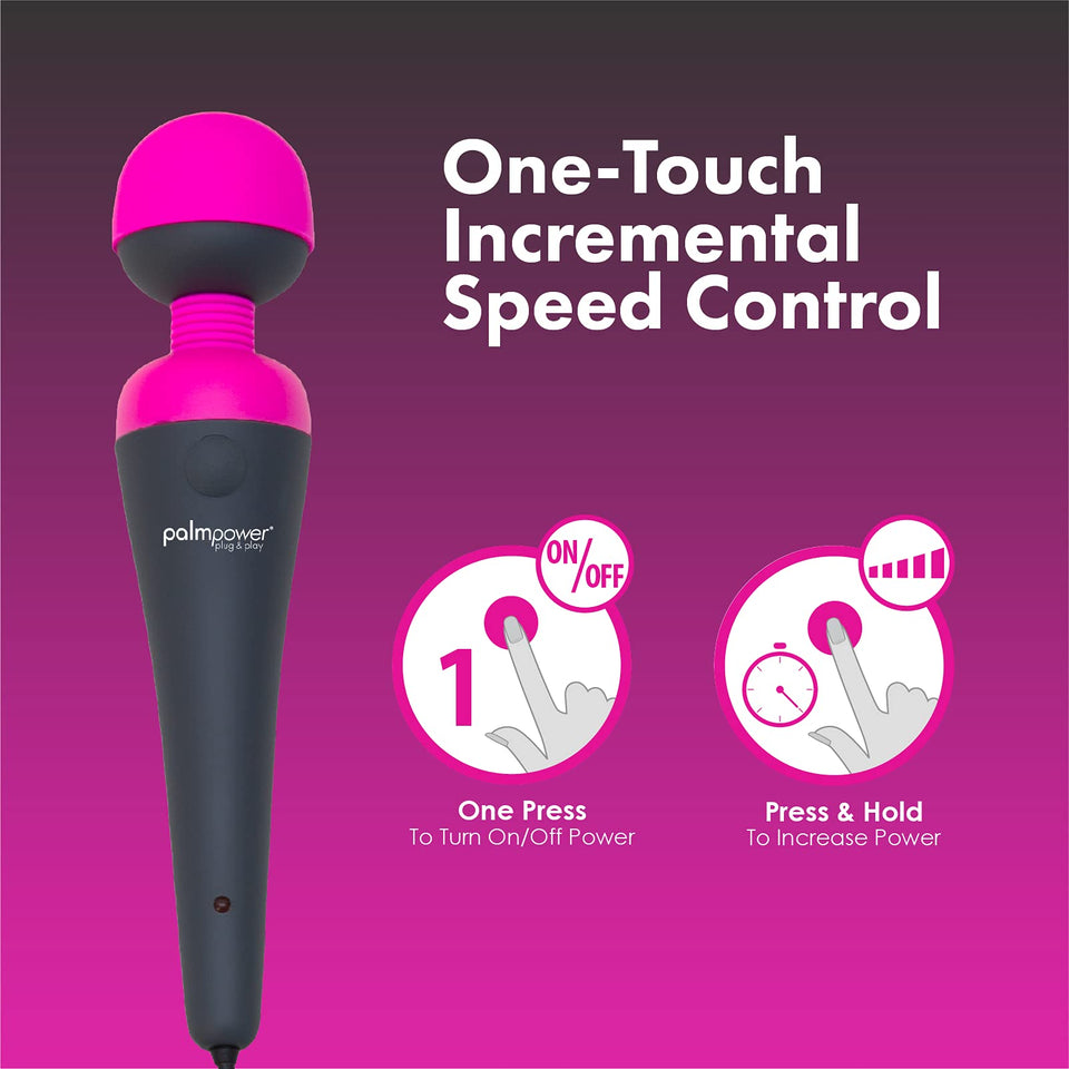 Palmpower Plug & Play Massager, Soft-Touch Silicone With Removable Head And Optional Attachments, Travel Friendly Multiple Plug