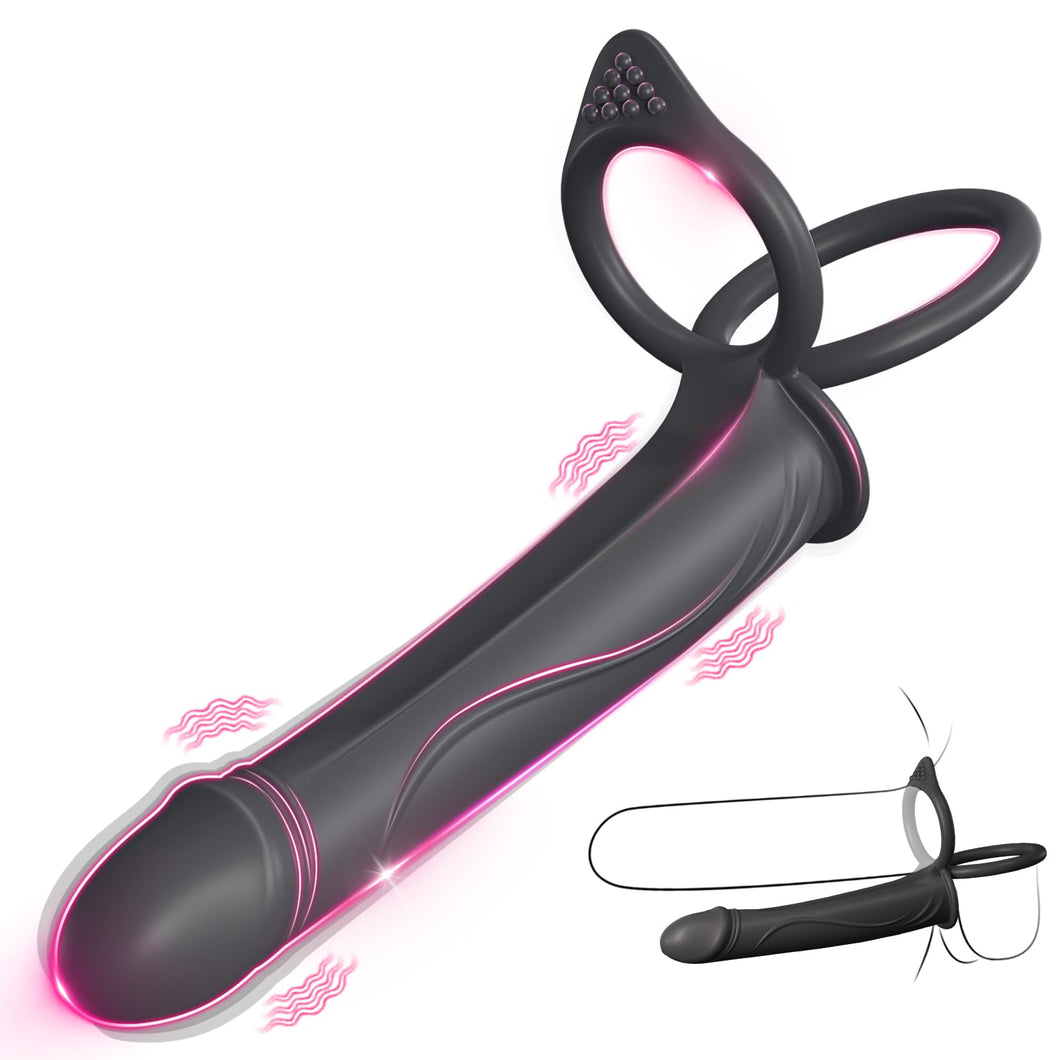 Anal Couples Male Adult Sex Toys - Strap On Anal Dildo with Vibrating Cock Ring, Vibrating Anal Butt Plug Penis Sleeve Vibrator