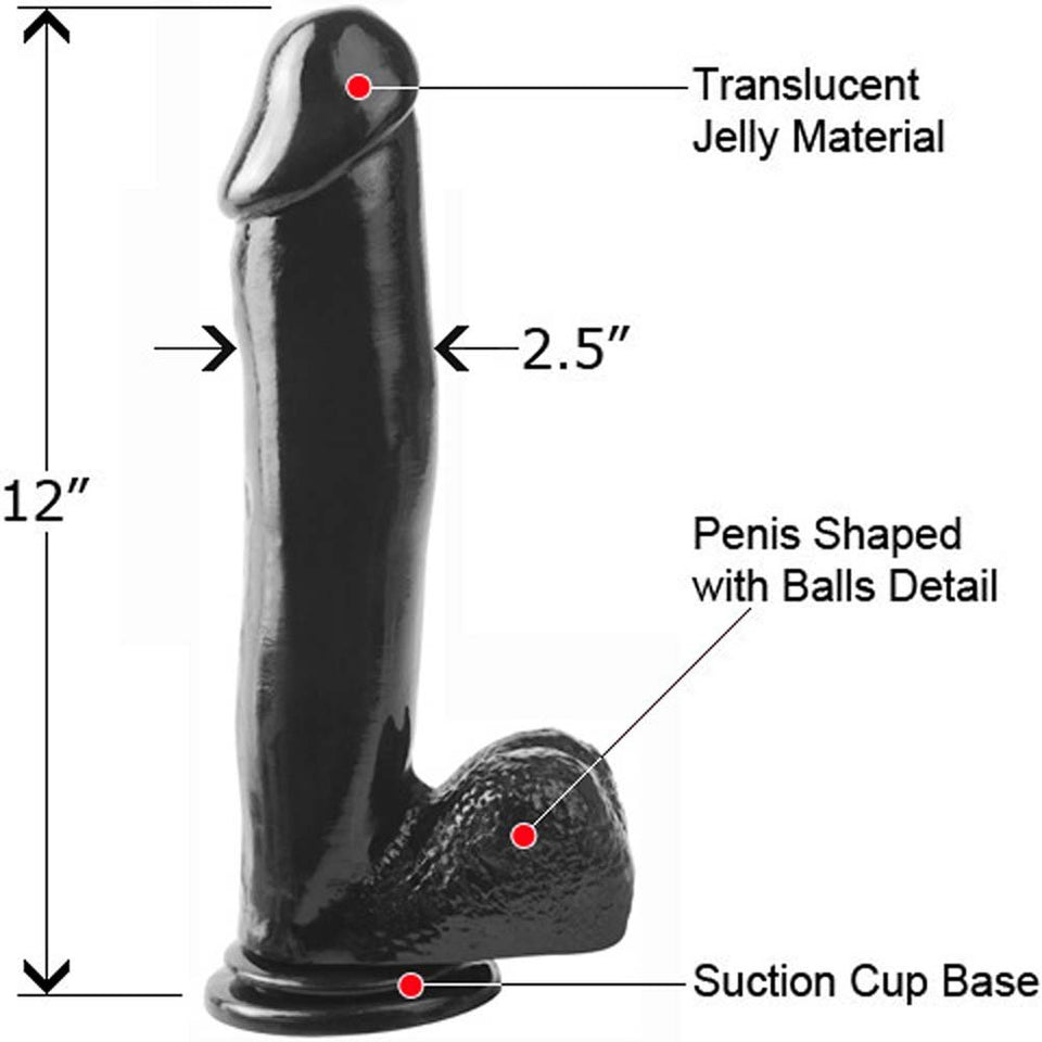 Basix 12In. Dong W/Suction Cup Black