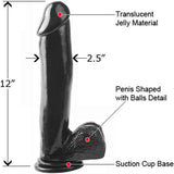 Basix 12In. Dong W/Suction Cup Black