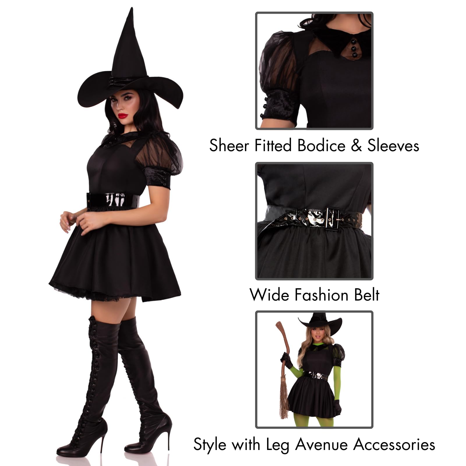 3Pc.Bewitching Witch Dress W/O