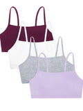 Fruit of The Loom Womens Spaghetti Strap Cotton Pullover Sports Bra Value Pack Purple/White/Lilac/Grey 44