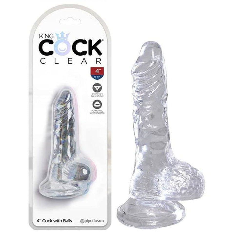 King Cock Clear 4In Cock With Balls