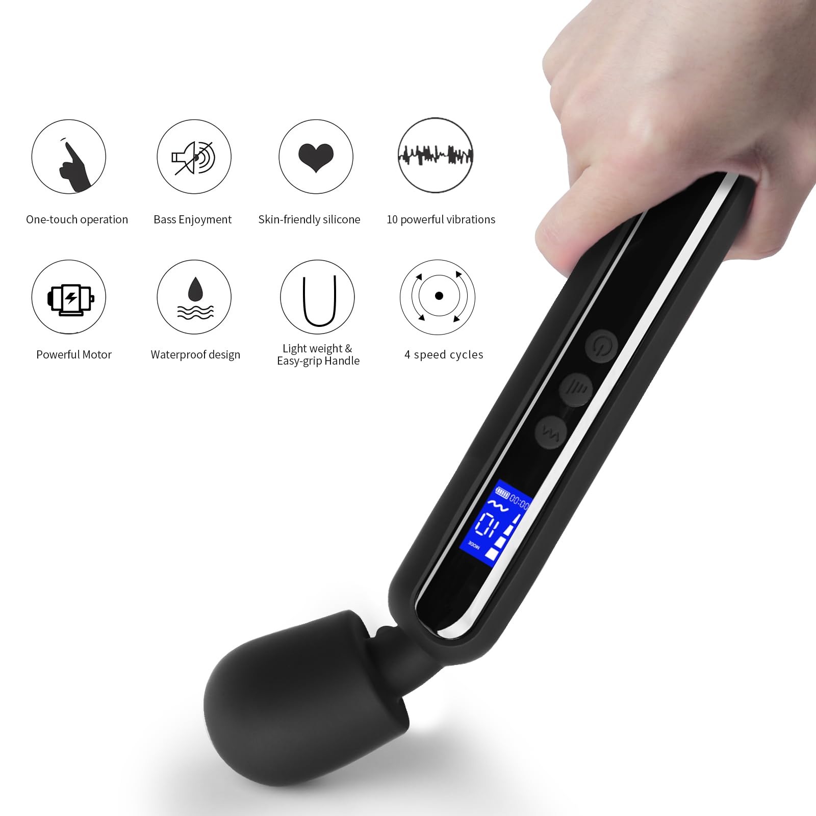 Vibrator Wand Sex Toy Cordless Wand Massager for Women Clitoral Stimulation, Wand Vibrator G Spot Vibrating Wand for her with LC