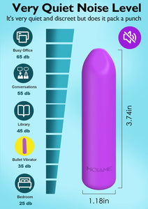 Small Bullet Vibrator for Women: Waterproof Mini Clit Vibrator with 10 Modes, Full Silicone Vibrating Finger Massager for G Spot