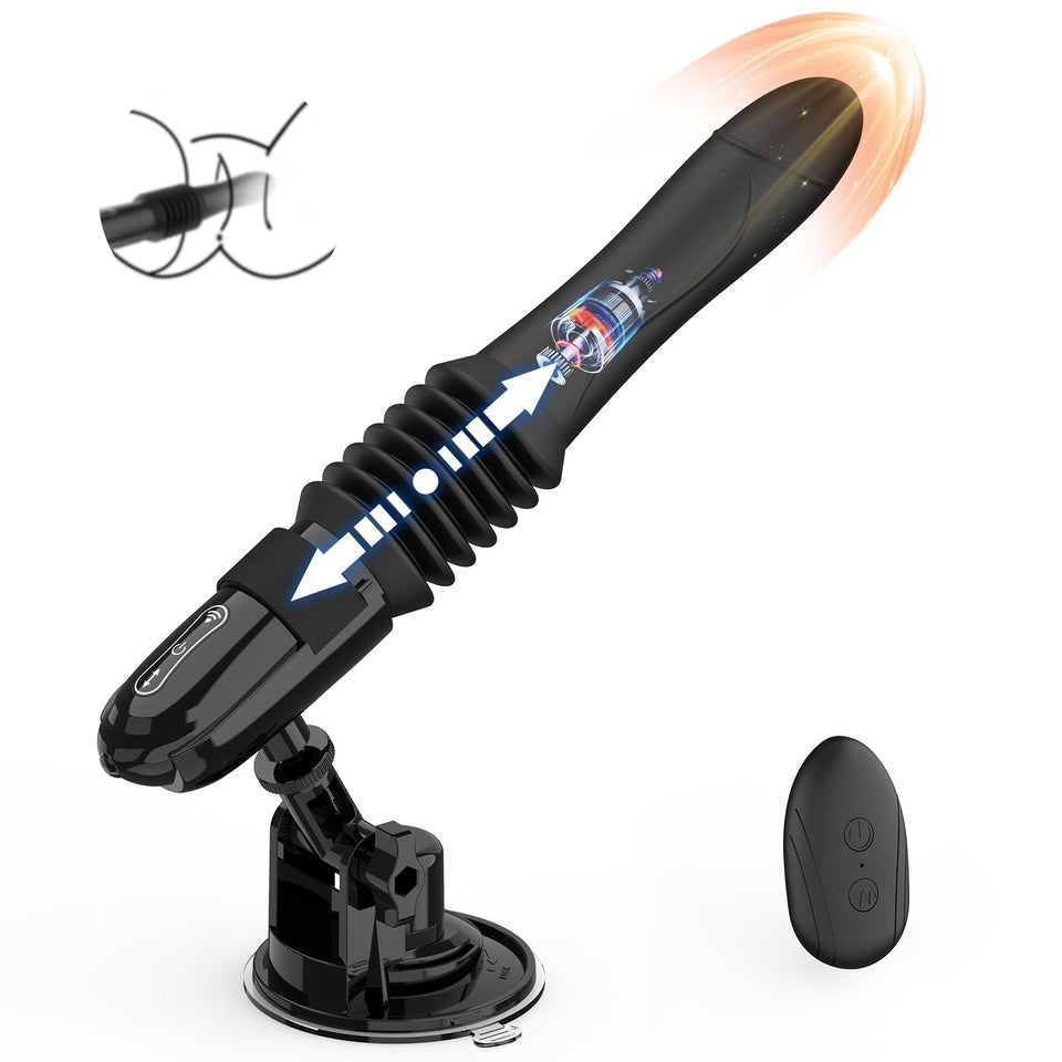 Automatic Thrusting Sex Machine, Realistic Suction Cup Dildo with 10 Vibrations & Thrusting Modes, Silicone Clitoral & Vaginal S