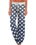 NEWCOSPLAY Womens Comfy Pajama Pants Casual Drawstring Palazzo Lounge Wide Leg Pants (Grey Dots, Small)