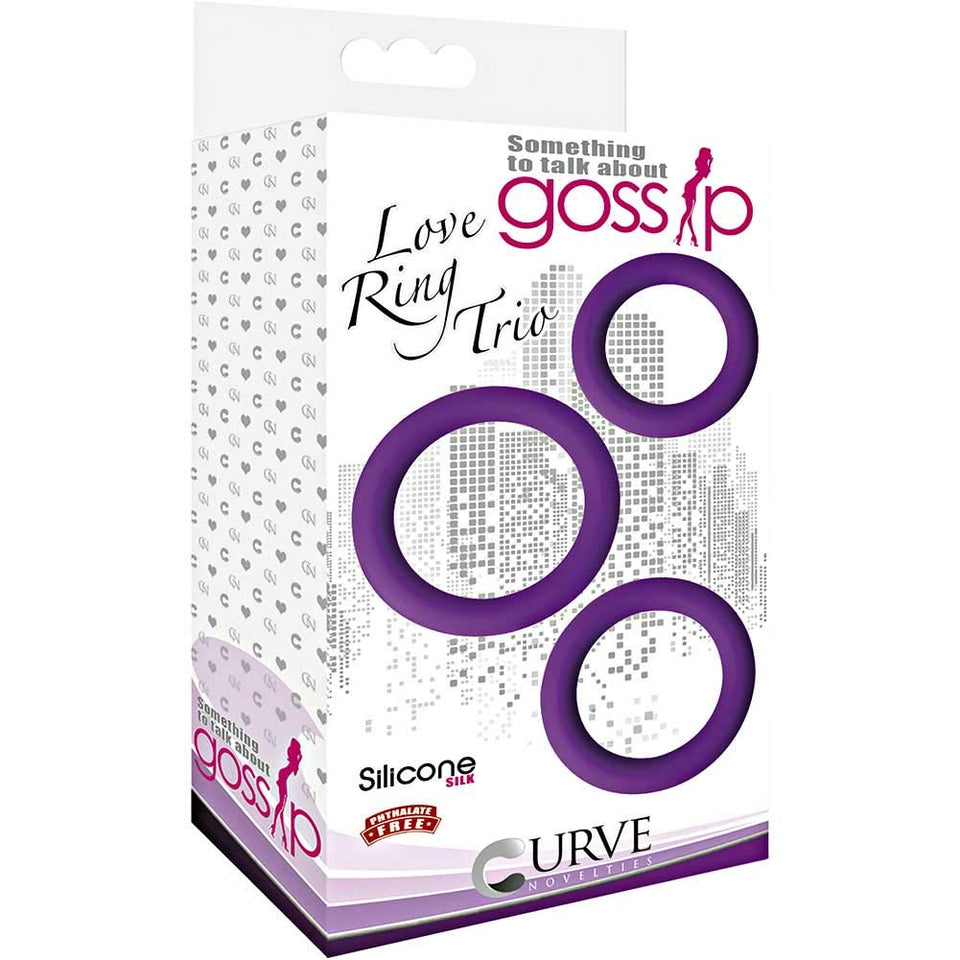 Love Ring Trio Silicone Cock Rings - Purple