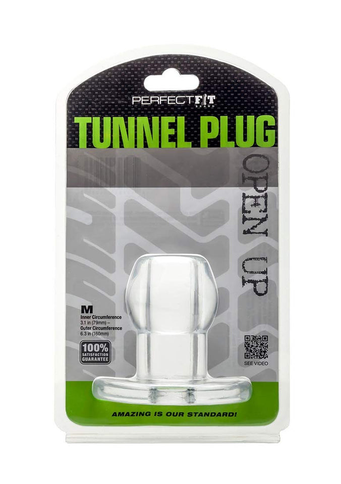Perfectfit Brand Tunnel Plug, Hollow Butt Plug, Pfblend, Tpr/Silicone, Three Sizes, Use For Anal Training, Clear, Medium