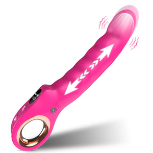 Thrusting Dildo Vibrator Sex Toys, G Spot Clitoral Vibrators Hollow Handle with Powerful 7 Thrusting & 7 Vibrating Modes, Anal D