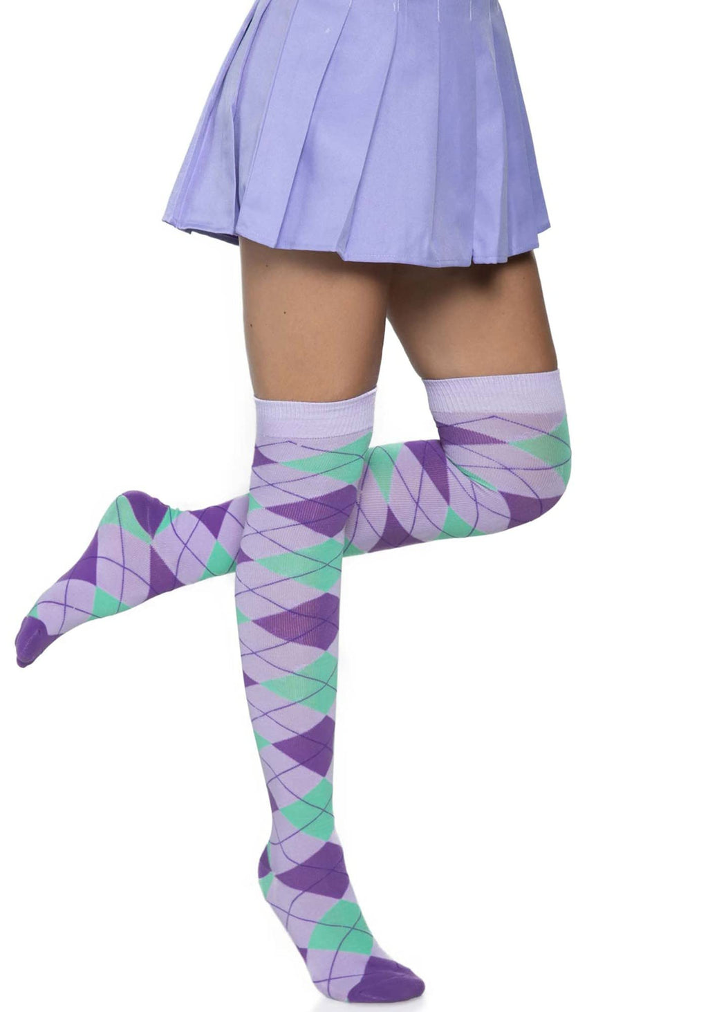 Argyle Knit Over The Knee Sock