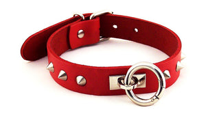 Rouge O Ring Studded Collar Red