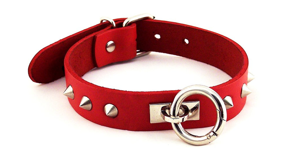 Rouge O Ring Studded Collar Red