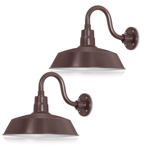 14In. Architectural Bronze Outdoor Gooseneck Barn Light Fixture With 10In. Long Extension Arm - Wall Sconce Farmhouse, Antique S