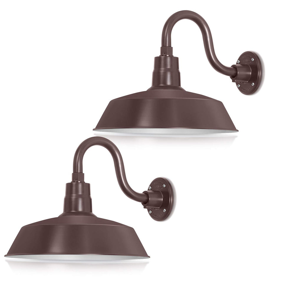 14In. Architectural Bronze Outdoor Gooseneck Barn Light Fixture With 10In. Long Extension Arm - Wall Sconce Farmhouse, Antique S