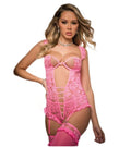 Pinklicious 2Pc Lace Teddy Flash Pink O/S