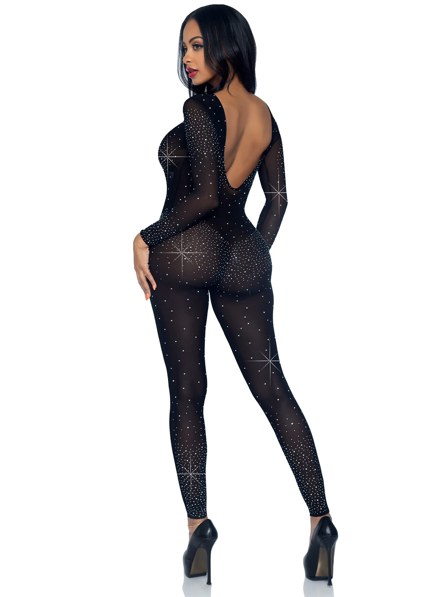 Sheer Rhinestone Catsuit.
