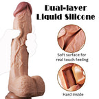 9 Inch Realistic Dildo Dual Density Liquid Silicone Cock With Strong Suction Cup,Oixgirl Lifelike Penis Sex Toy Flexible Female G Spot Masturbation Toy With Curved Shaft And Balls