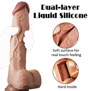 9 Inch Realistic Dildo Dual Density Liquid Silicone Cock With Strong Suction Cup,Oixgirl Lifelike Penis Sex Toy Flexible Female G Spot Masturbation Toy With Curved Shaft And Balls