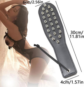 Pfylinqo Studded Spanking Paddle for Adult BDSM, Slut Paddle Sex Play with Safe Single Sided Rivets, Adult Sex Leather Paddle Fl