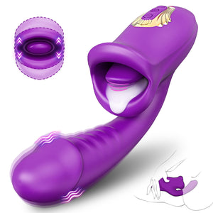 Tongue Rose Sex Toy Realistic Dildo Vibrators, 3 in 1 G Spot Vibrator for Women, Clitoral Vibrator with 10 Vibrations 10 Tongue