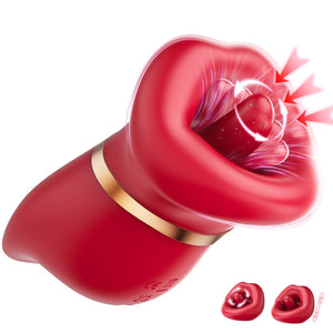 Vibrator Adult Sex Toys for Women - 4IN1 Mouth Suction Clitoral Liquid Silicone Vibrator 10 Tongue Licking 3 Sucking Nipple Suct