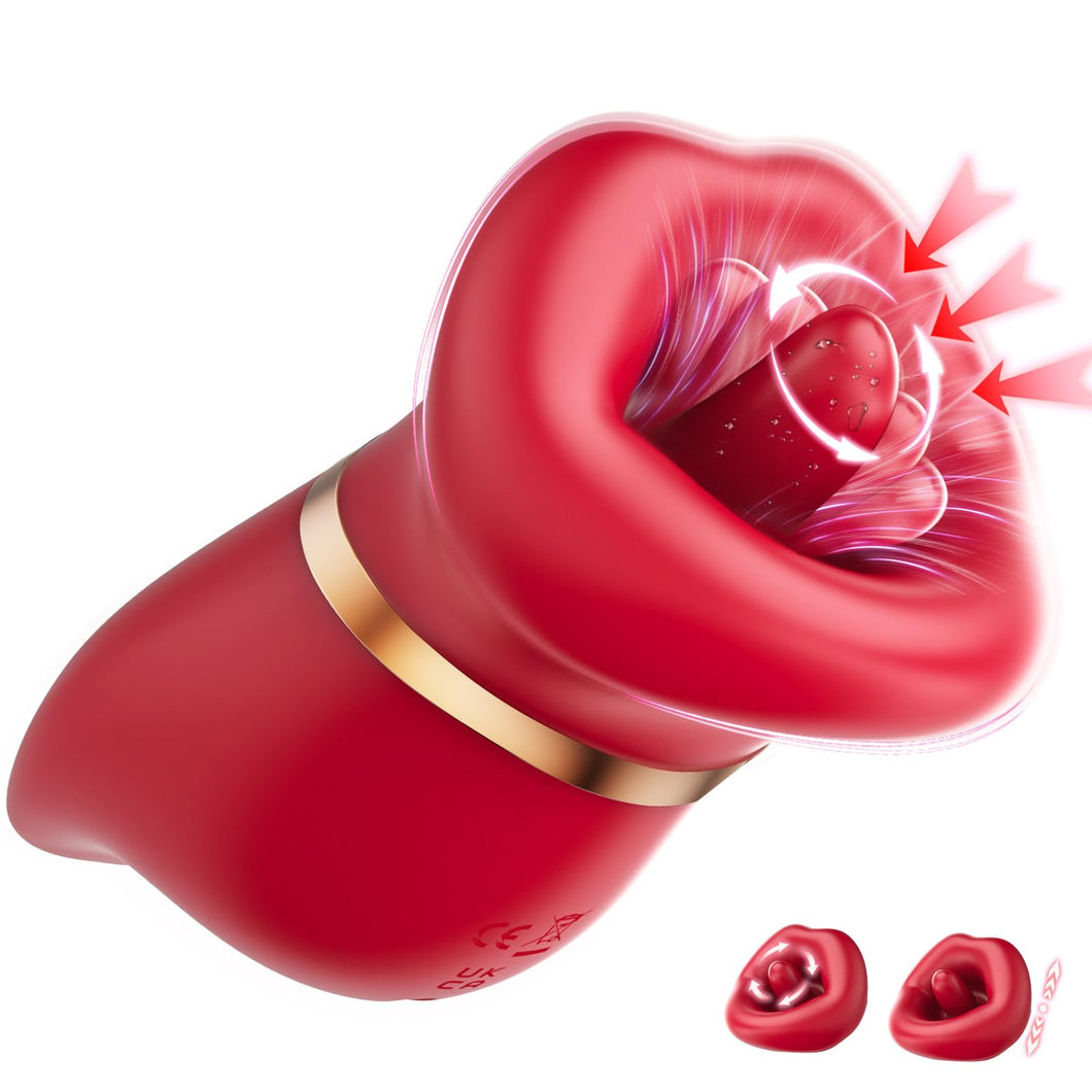 Vibrator Adult Sex Toys for Women - 4IN1 Mouth Suction Clitoral Liquid Silicone Vibrator 10 Tongue Licking 3 Sucking Nipple Suct
