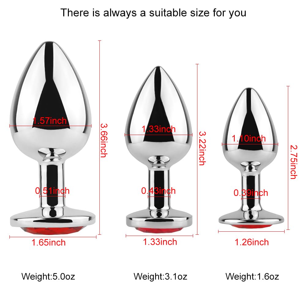 Anal Butt Plug 3Pcs Trainer Kit Metal Butt Plug Anal Trainer Toys Fetish Kinky Sex Love Games for Starter Beginner Men Women Cou