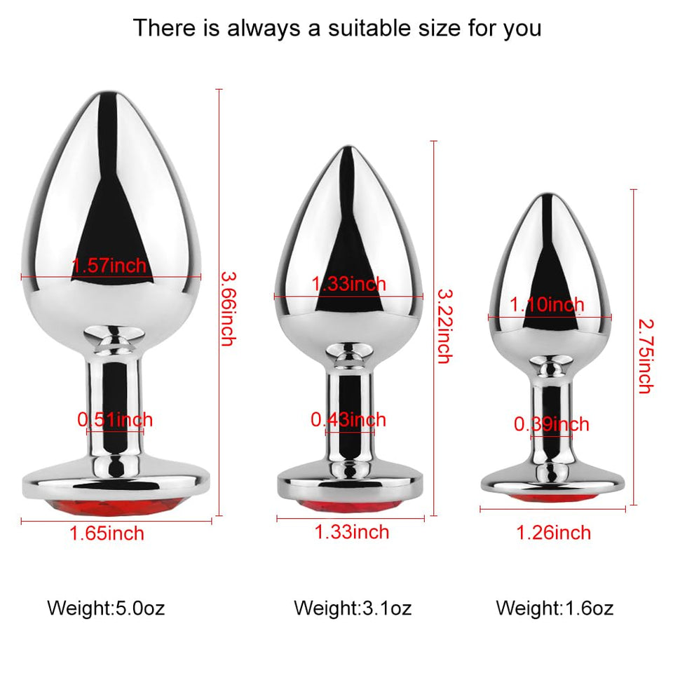 Anal Butt Plug 3Pcs Trainer Kit Metal Butt Plug Anal Trainer Toys Fetish Kinky Sex Love Games for Starter Beginner Men Women Cou