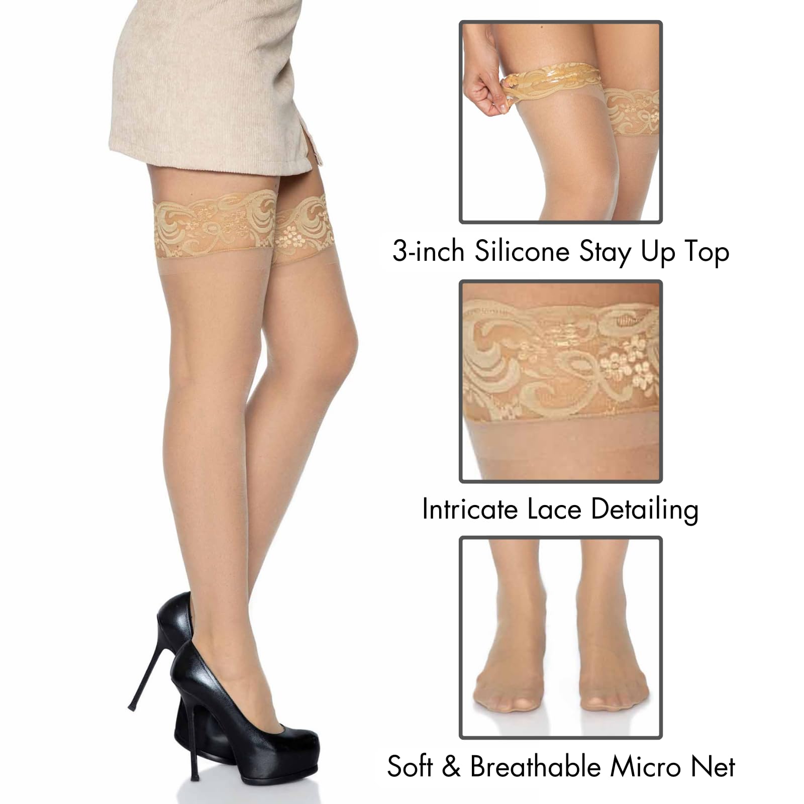 Plus Size Stay Up Lycra Sheer