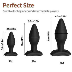 Shkanla Anal Plug Training Sets, 3PCS Silicone Butt Plugs Trainer Sex Toys for Men, Women and Couples (Black)