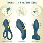 Tracy 's Dog Couples Vibrator Kit - Includes Vibrating Cock Ring, Panty Vibrator & Butt Plug with Removable Rechargeable Bullet,