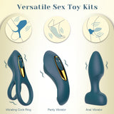 Tracy 's Dog Couples Vibrator Kit - Includes Vibrating Cock Ring, Panty Vibrator & Butt Plug with Removable Rechargeable Bullet,