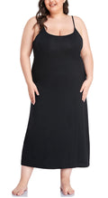 Papicutew Womens Full Slip for Under Dresses Plus Size Long Nightgown Cami Dress (18 Plus, Black)
