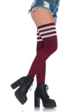 Athlete Thigh Hi W/ 3 Stripe Top O/S BURGUNDY