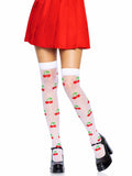 Spandex sheer polka dot cherry thigh highs.