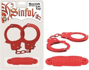 Sinful Cuffs W/Keys & Love Rope (Red)
