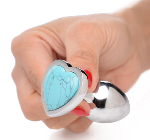 (D) Booty Sparks Gemstones Me Heart Anal Plug Turquoise