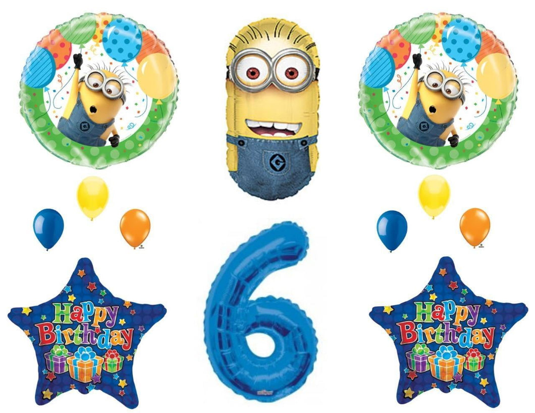 6Th Despicable Me Minions Happy Birthday Party Balloons Decorations Supplies