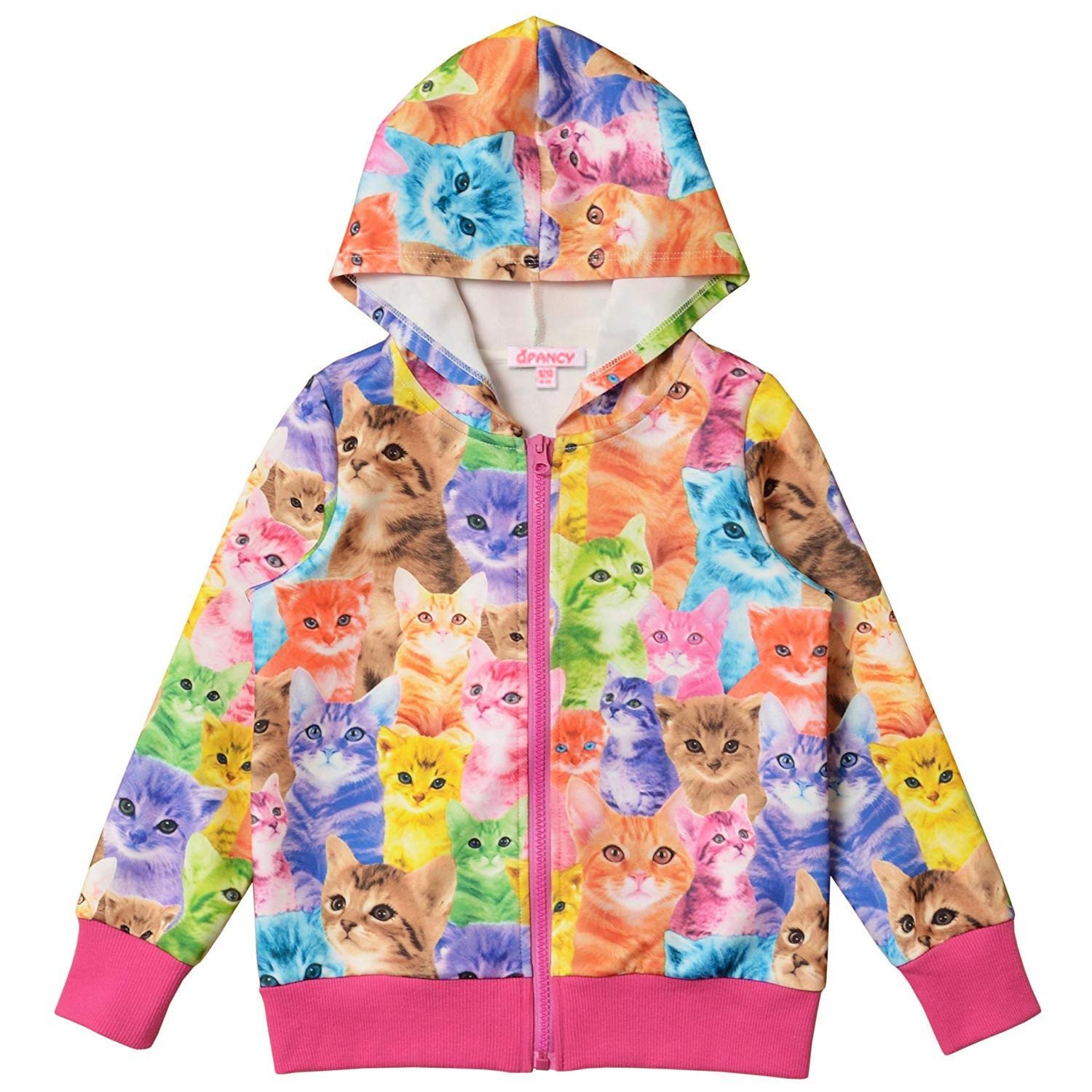QPANCY Cat Jackets for Girls Zip Up Hoodie Sweatshirt Kids Halloween Costume8 9
