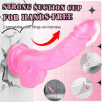 7 Inch Soft Pink Dildo, Realistic Silicone Medium Anal Dildos Stimulation Vaginal G-Spot and Anal, Safe Material Lifelike Men Pe